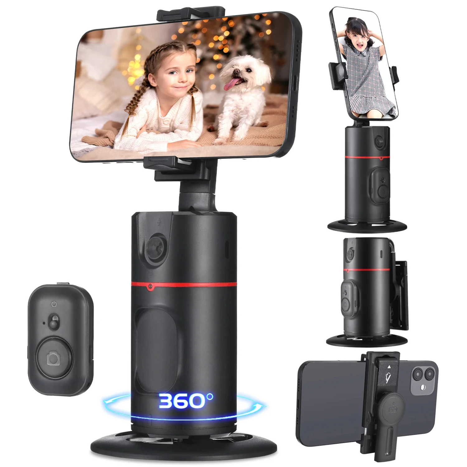 

Auto Face Tracking Tripod, Smart Tracking Tripod with Remote Vlog/TIK Tok, ° Rotation Body Phone Camera Mount, App