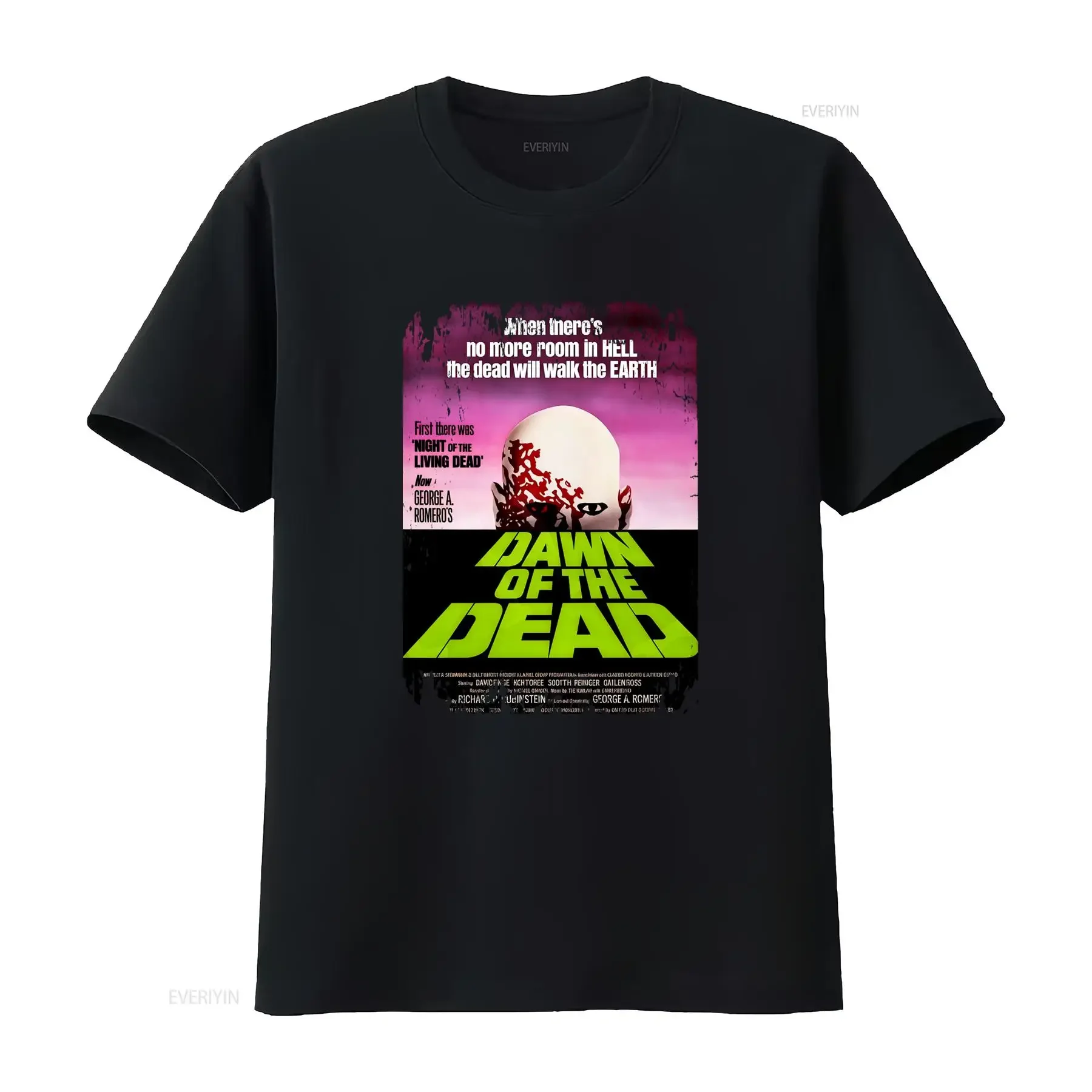 Dawn of the Dead Movie Poster Inspired Black T Shirt Horror Zombie Theme for Fans vintage Washed designer clothes graphic