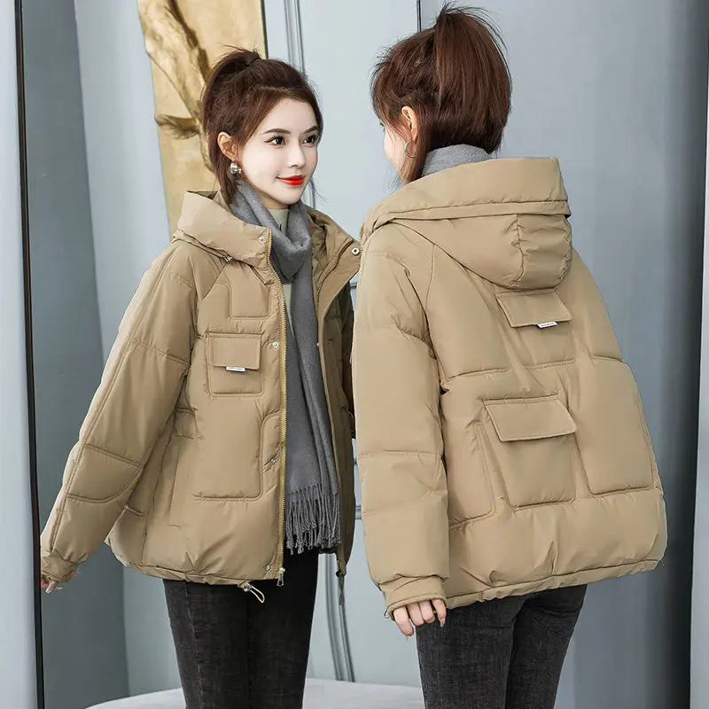 Chaqueta acolchada de plumón para mujer, Chaqueta corta de gran tamaño, Adelgazante y engrosada, otoño e invierno, novedad de 2024