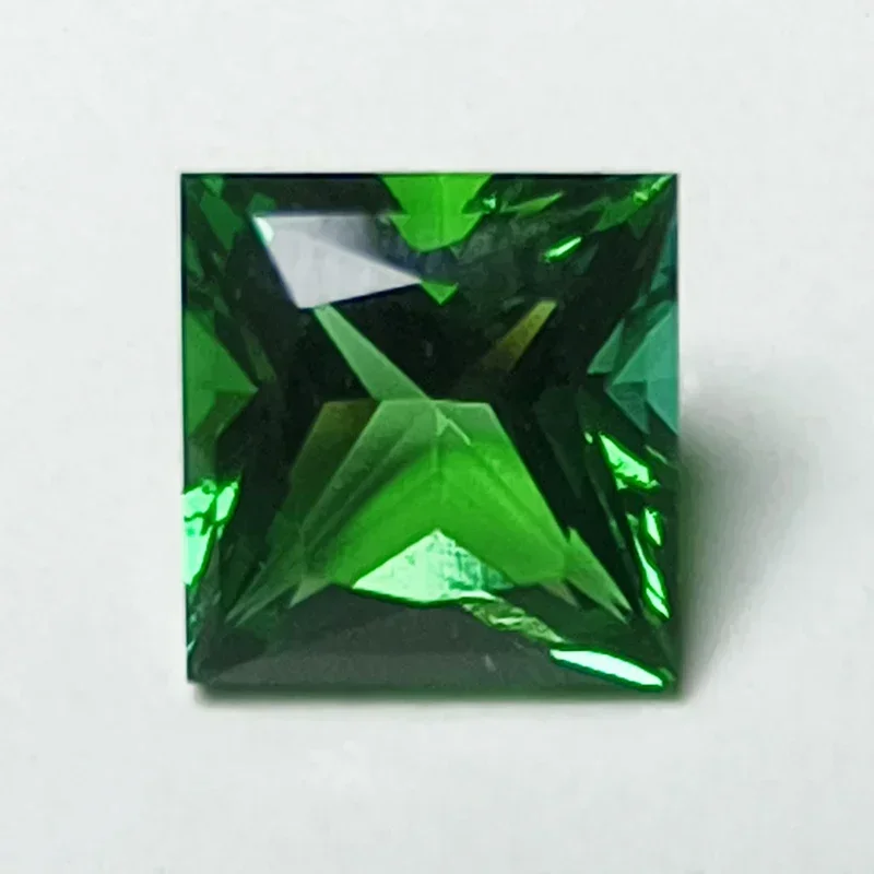 New Lab Grown Zambian Emeralds Square Shape Hydrothermal Hand Cutting with Cracks Inclusions Inside Selectable AGL Report