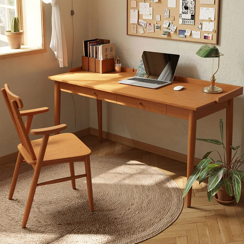 

Nordic all solid wood desk, simple modern study furniture, computer table, cherry wood writing table, household table