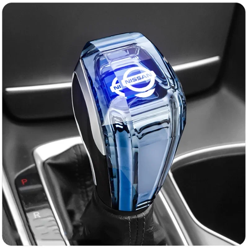 LED Illuminated Crystal Gear Shift Head for Nissan Logo Car Gear Head Qashqai Rogue Kicks X-trail Tiida Altima Versa Juke Altima