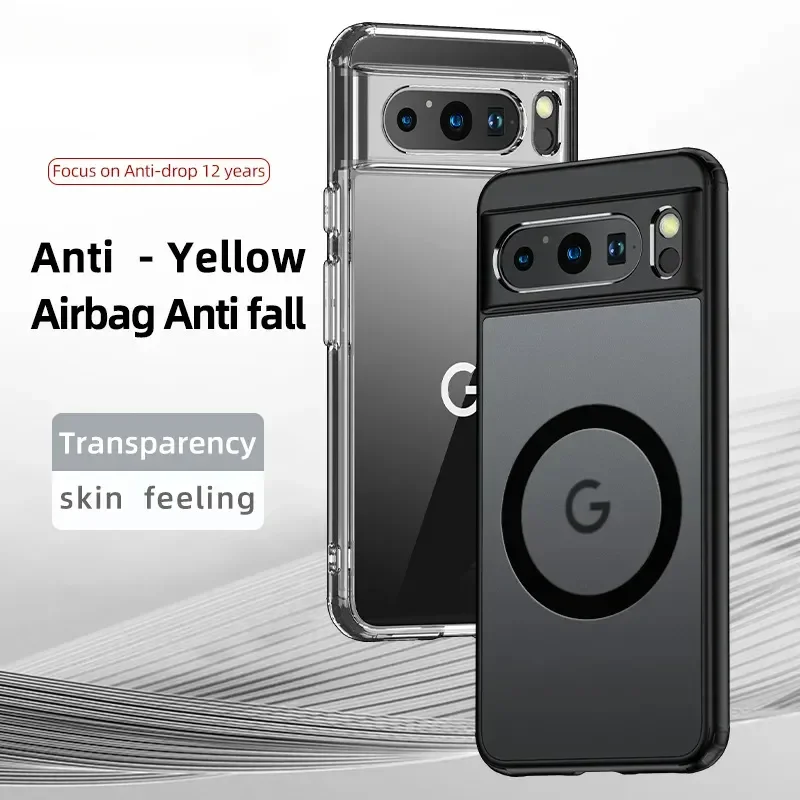 For Google Pixel 9 8 Pro XL 7 8a 7a Case Magnetic Wireless Charging Translucent Frosted Shockproof Bumper Soft Cover Accessory