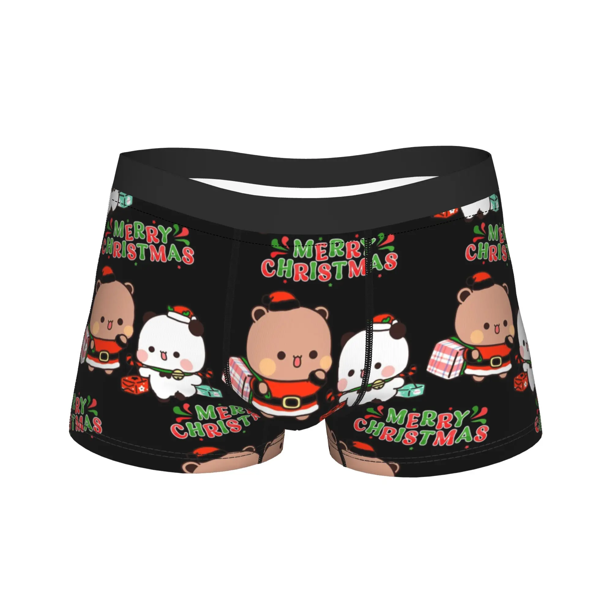 Bubu and Dudu Merry Christmas Tree Santa  Trunk  Pouch Underwear Trenky Shorts Briefs Comfortable Men Underpants Plus Size 2XL