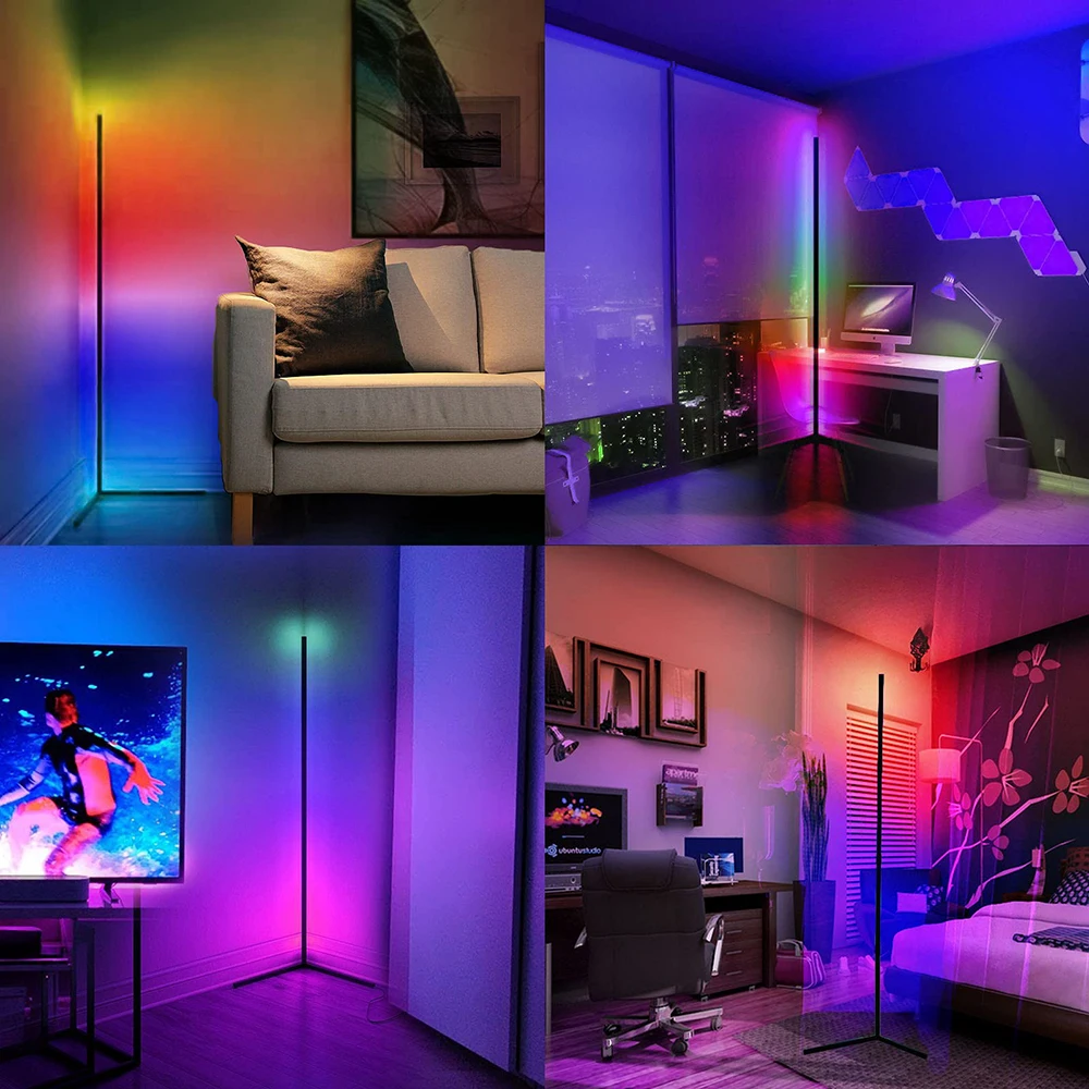 Living Room Dimmable 140cm RGB Corner Floor Lamp WIFI Smart LED Mood Light Art Home Decor Atmospheric Standing Stand Lighting