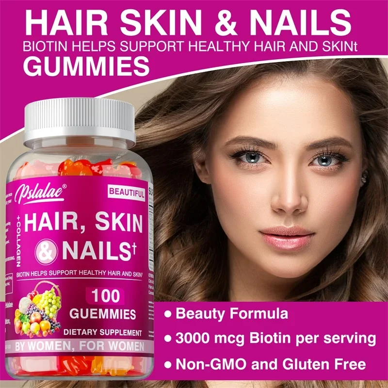 

Hair Skin Nails Gummies - Promotes Hair Growth, Skin Beauty, Increases Skin Elasticity, Strengthens Nails and Hair RootsSuppleme