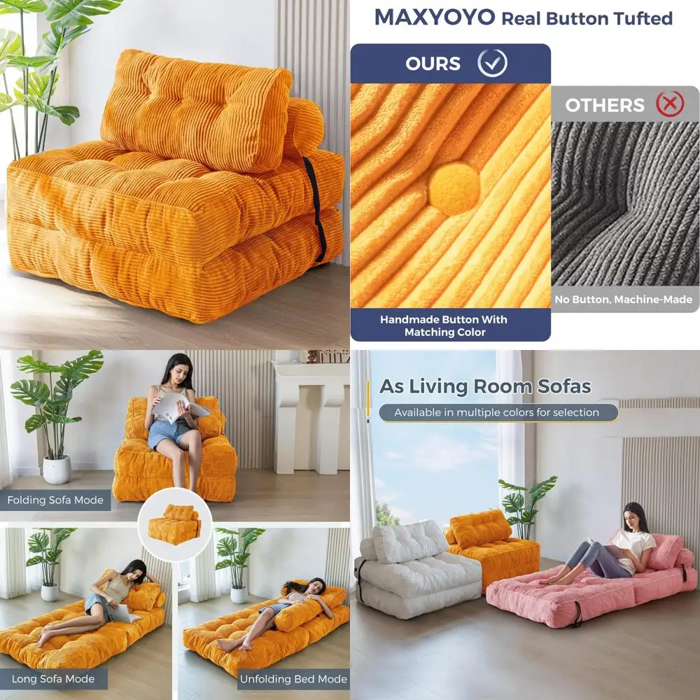 

Folding Sofa Bed with Pillow, Convertible Sleeper Chair, Foldable Mattress, Portable Fold-Out Chair Bed