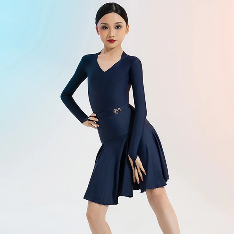 Professioneller lateinamerikanischer Tanzanzug für Mädchen, lateinamerikanisches Wettbewerbskleid, langärmeliges Trikot, Standard-Tanzkleidung, Rot, Grün, 2200