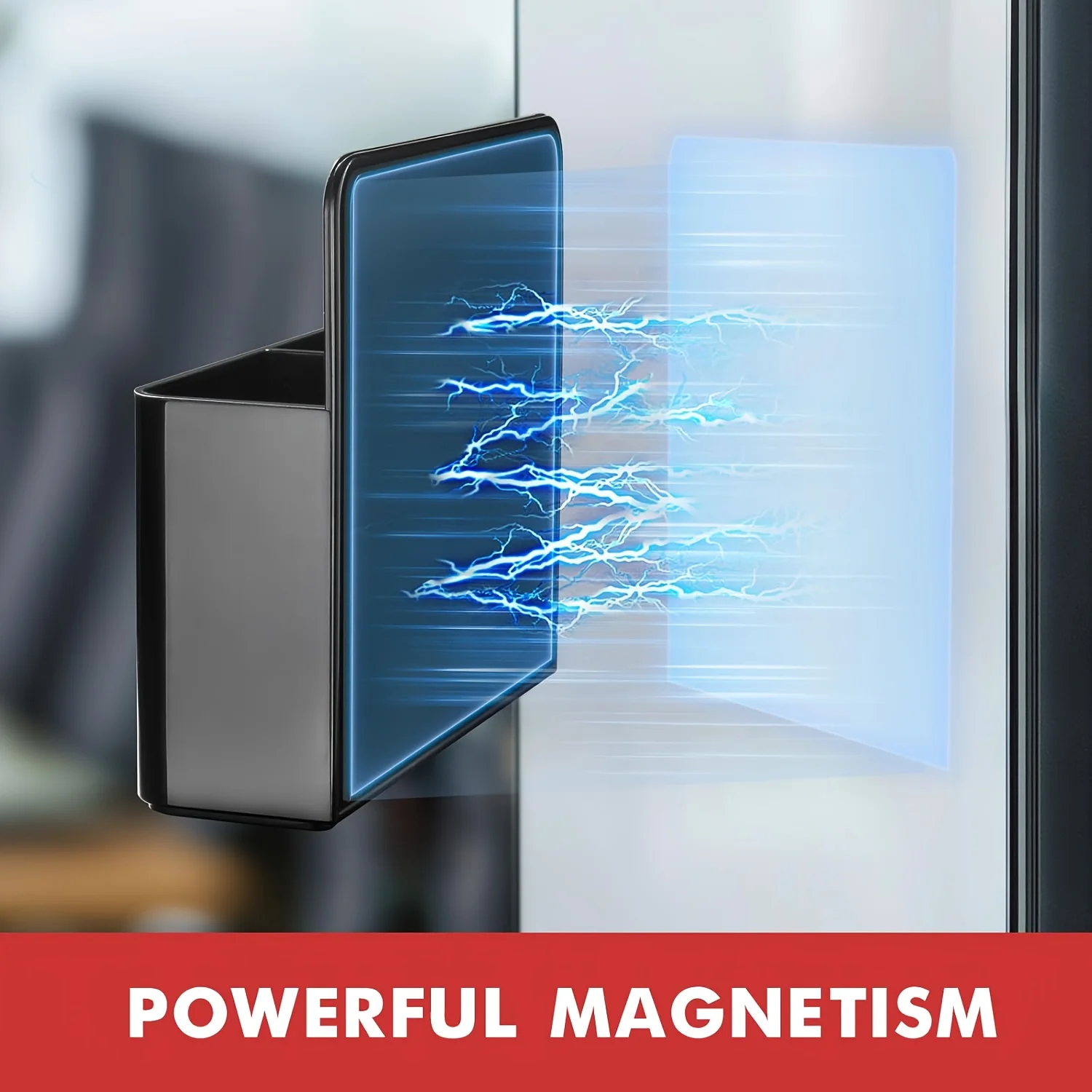 عبوتان من حامل القلم المغناطيسي، منظم بلاستيك ABS للثلاجة/السبورة البيضاء/الخزانة، تخزين المنزل والمكتب المدرسي، أسود