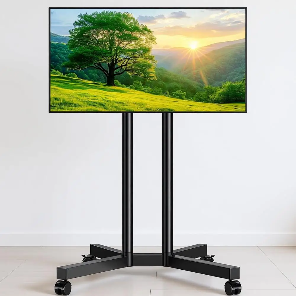 

Mobile TV Stand for 32-70 Inch TVs with Adjustable Height and Wheels