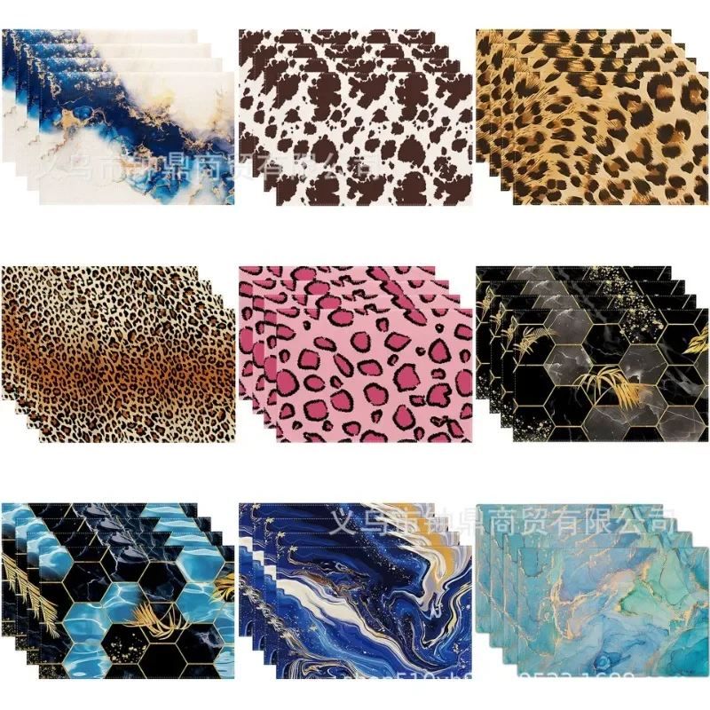 

Hot-selling Placemats Leopard Starry Sky Watercolor Dining Table Decoration Placemats Insulation Mats Linen Anti-fouling Mats