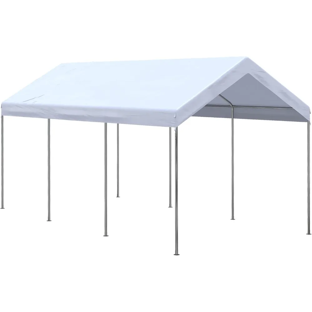 

10' X 20' Party Tent and Carport, Height Adjustable Portable Garage, Outdoor Canopy Tent 8 Legs Without Sidewalls, Carport