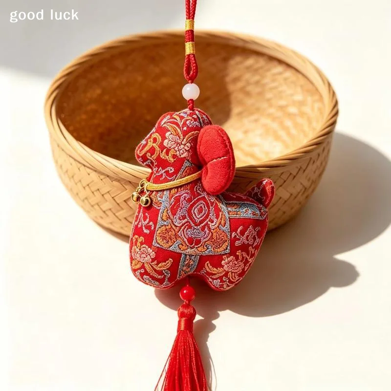 AnswerChinese Zodiac Sheep Plush Toy Brocade Lamb Doll Tassel Horns Lucky New Year Gift Home Decoration Soft Stuffed Animal - view 4