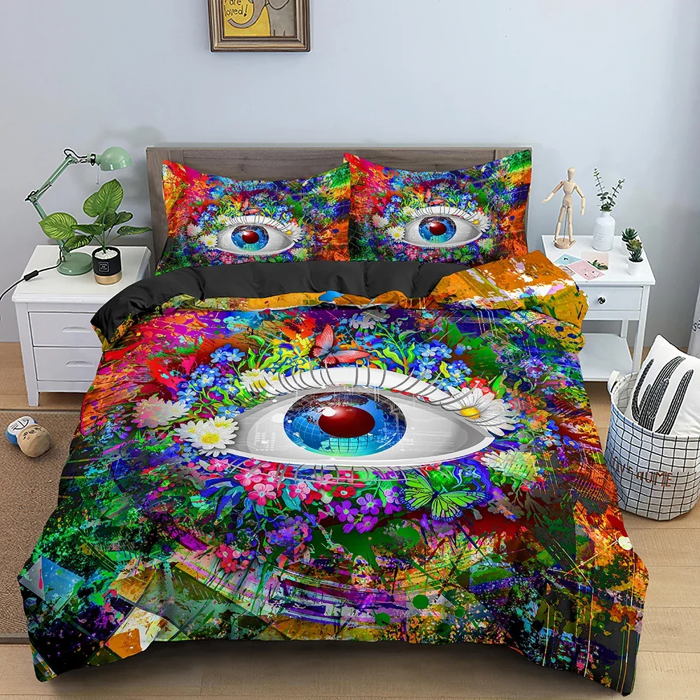 Zestaw pościeli z wzorem Big Eye Zestaw poszewek na kołdrę z poszewką na poduszkę 260×220 265x228 240x220 230x230cm