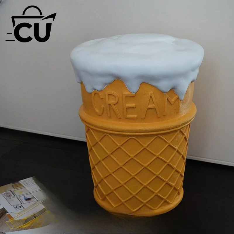 Cone Ice Cream Stool Shoe Changing Stool Cartoon Trend American Retro Home Decoration Ornament
