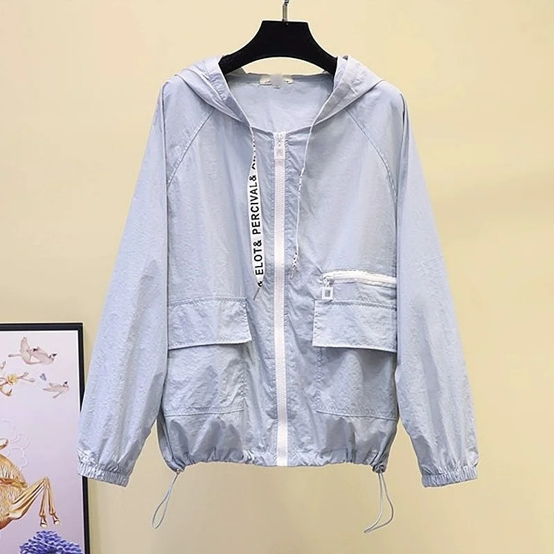 

Women's Jackets Coats Windbreaker Sun Protection Zipper Hooded Lightweight Thin Jacket 2025 New Summer Women Clothing