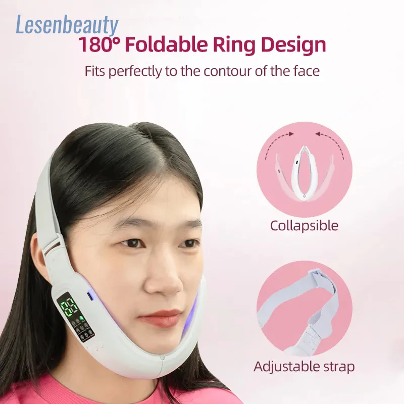 얼굴 리프팅 장치 광자 치료 LED 얼굴 슬리밍 진동 마사지 이중 턱 V 얼굴 모양의 볼 리프트 벨트 기계