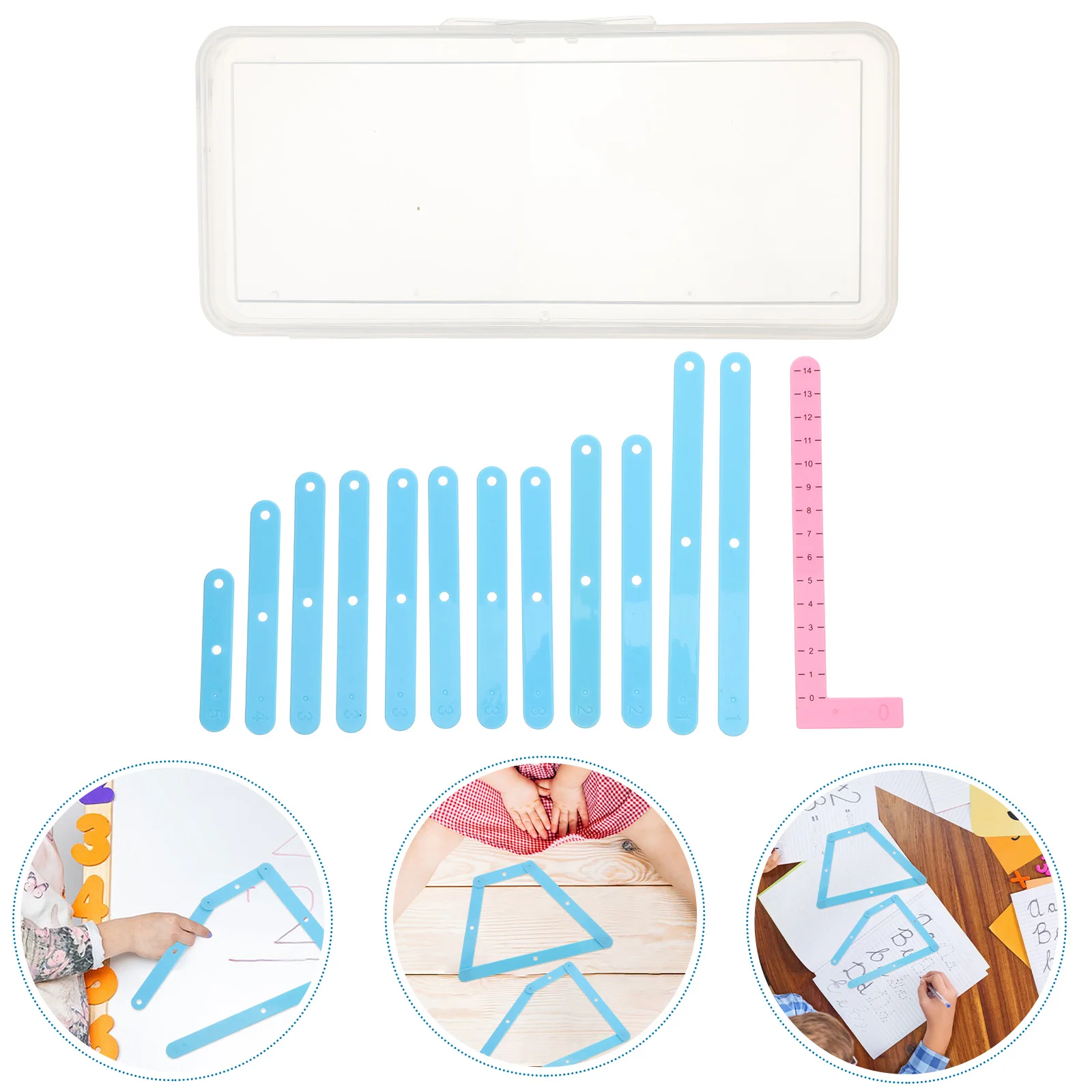 

12 Pcs Polygon Splicing Strip Math Teaching Equipment Plastic Strips Quadrilateral Classroom Tools Learning Fourth Grade