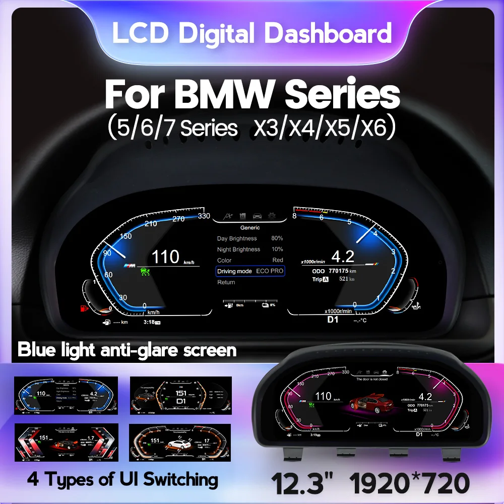 LCD do samochodu przyrząd pomiarowy cyfrowy klaster dla BMW F07 F10 F11 F18 F06 F12 F13 F01 F02 F03 F25 F26 F15 F16 prędkościomierz na desce