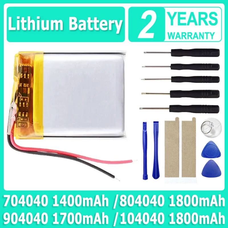 Termistor de 3,7 V, batería de litio de polímero de litio de 2 cables 704040 804040 904040 104040 para GPS DashCam Tablet PC batería