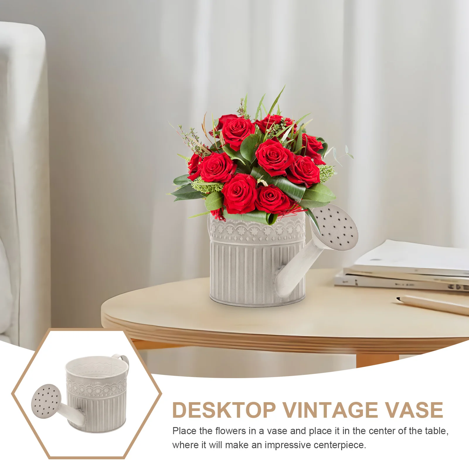 

Retro Flower Bucket Iron Flower Pot With Handle Desktop Flowerpot For Home Garden Decor Plant Storage Organizer