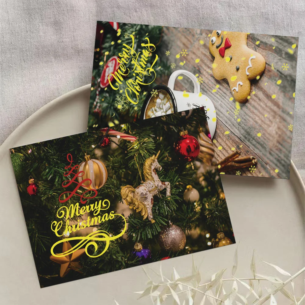 10pcs Christmas Holiday Decorative Cards Postcards Wall Room Desktop Minimalist DIY Creative Message Cards