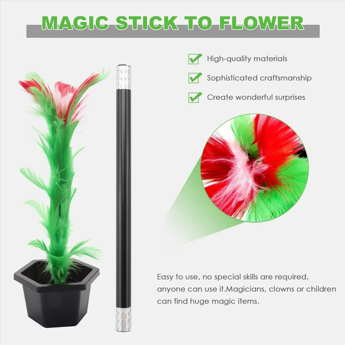 【CYBER MONDAY】Magic Stick to Flower Easy Magic Trick Toys Prop Funny Toys for Adults Kids Magic Tricks Accessories