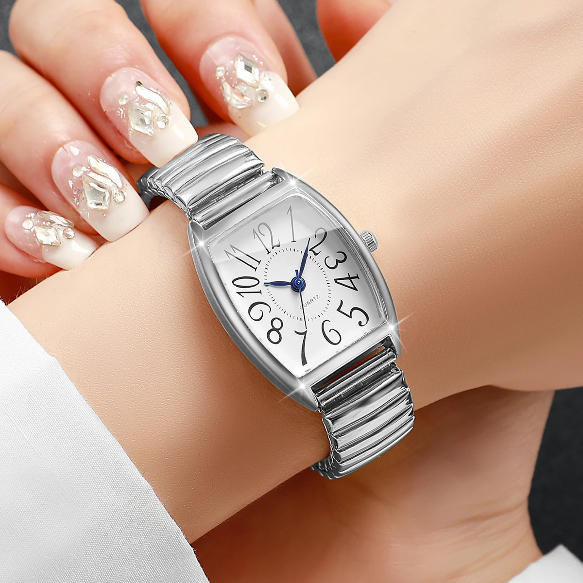 عارضة سبيكة حزام مطاط كوارتز ساعة أزياء المرأة العربية الهاتفي ساعات المعصم للسيدات ساعة Reloj Muje (بدون صندوق)