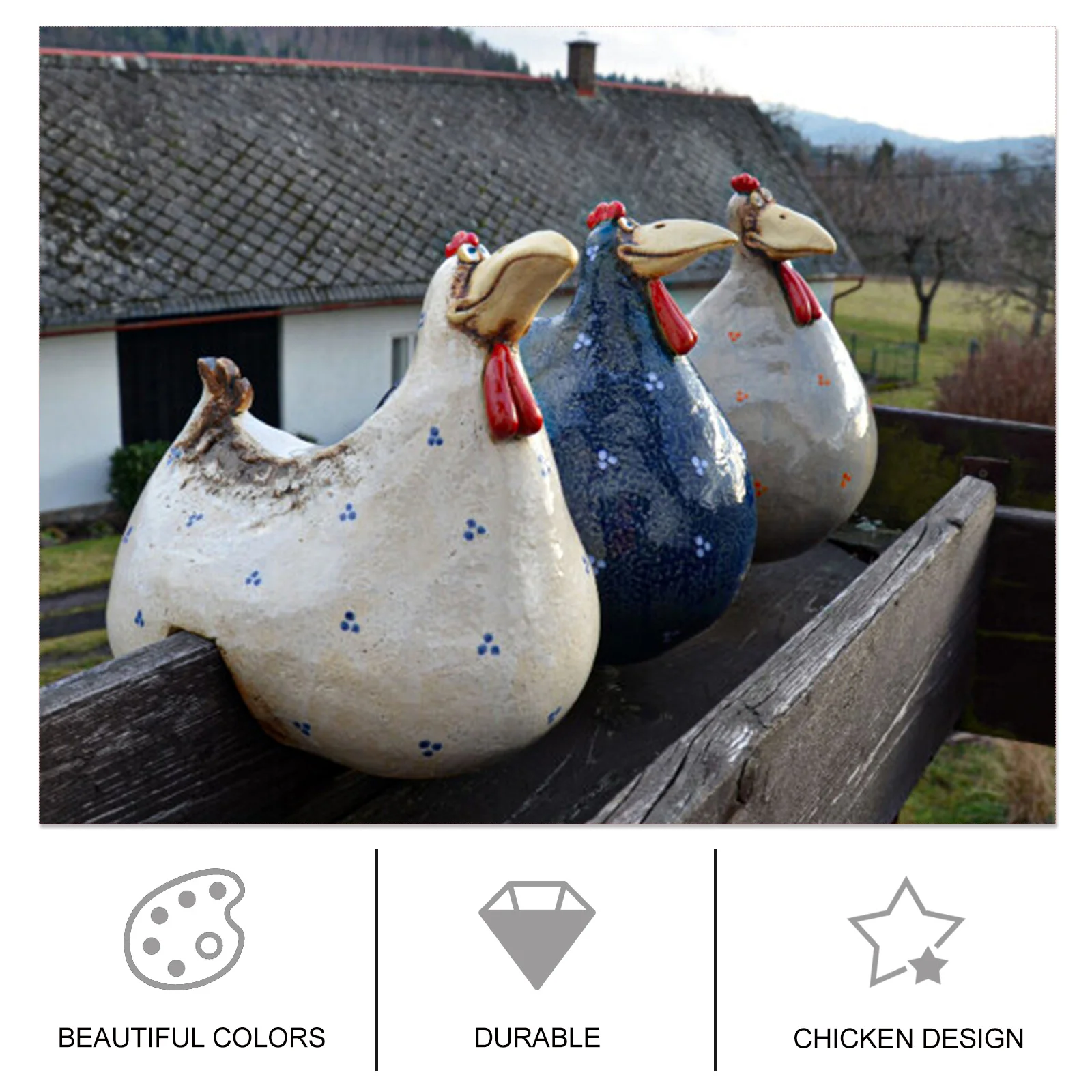 

Vivid Resin Rooster Sculpture Big Eye Chicken Garden Decor Patio Lawn Yard Outdoor Ornament Resin Rooster Statue