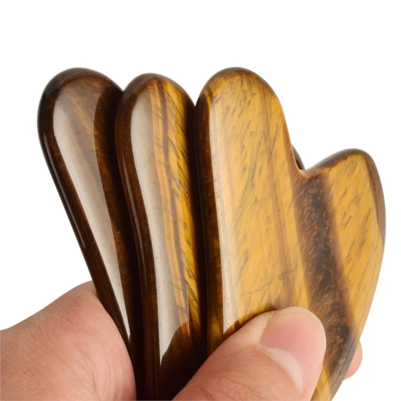 ธรรมชาติ Tiger Eye Guasha นวดสวยเครื่องมือขูดหน้าคอ Face Scraper นวดต่อต้านริ้วรอยผ่อนคลายเครื่องมือสปาหิน