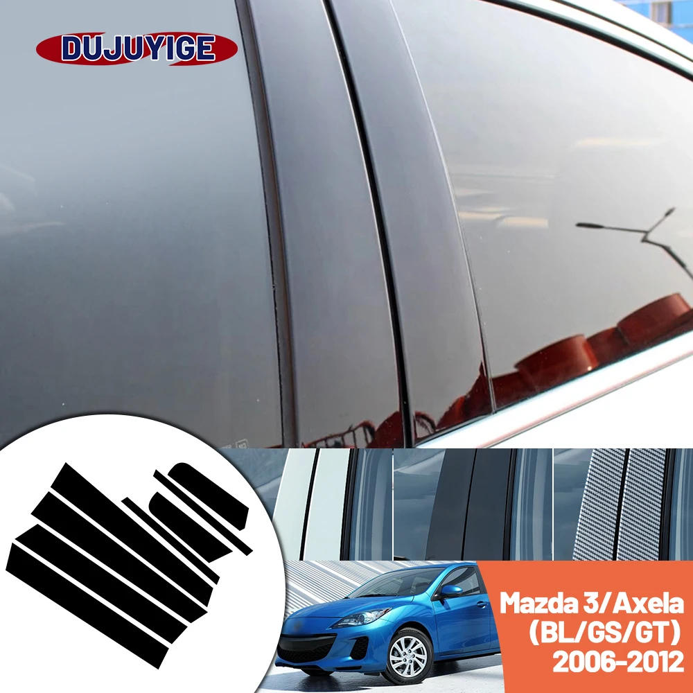 

Bright black carbon fiber door and window B C Pillar sticker suitable For Mazda 3 Axela BL GS GT 2006-2012 2008 2009 2010 2011