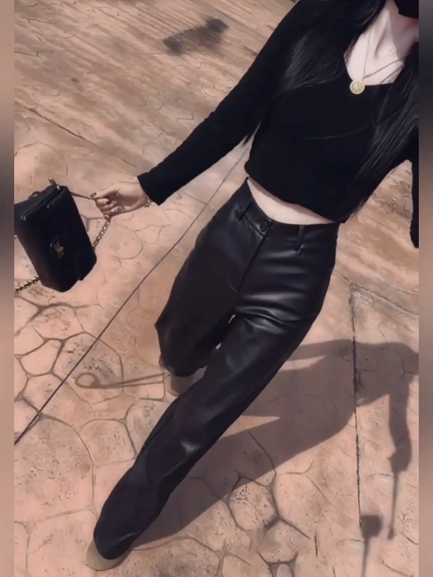 Sexy Loose Wide Leg Pants Motorcycle Style Narrow Version PU Leather Pants Women Casual High Waist Straight Cut Spring 2026