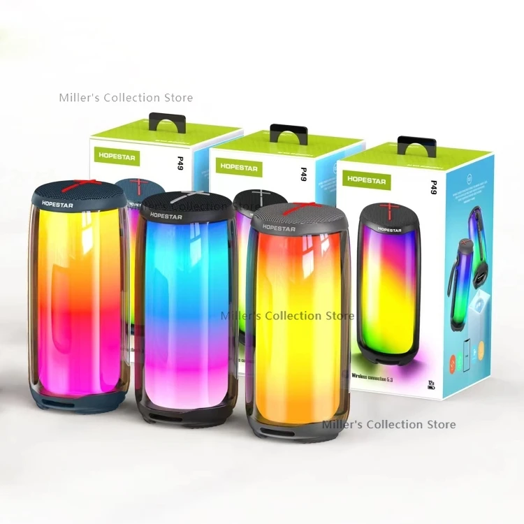 Dropshipping P49 W10 Tone Pulse RGB Light Waterproof Wireless Desktop Speaker 2400mAh Battery Portable Smart Speaker
