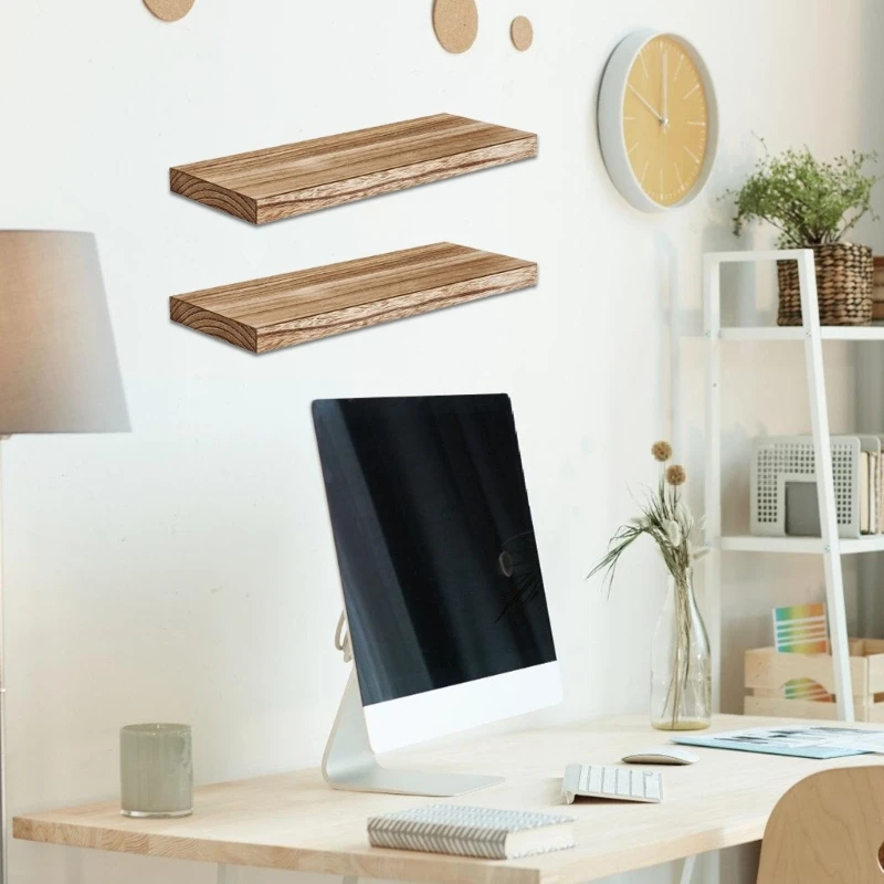 

2pcs Sturdy Wall Shelves for Kitchen Bathroom Living Room Decors Storage Rack 87HA