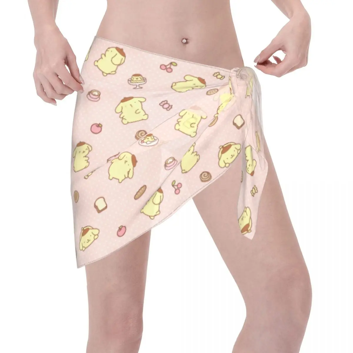 Sanrio Pompompurin Kawaii Sarong Coverups voor Vrouwen Badpak Wrap Badpak Rok Strand Bikini Cover up Badmode Chiffon