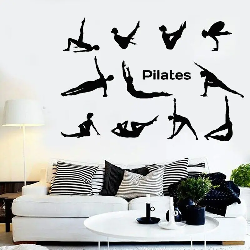 Pilates naklejka gimnastyka sportowe naklejki ścienne joga poza Home Decor wymienny salon dekoracja muralowa O50