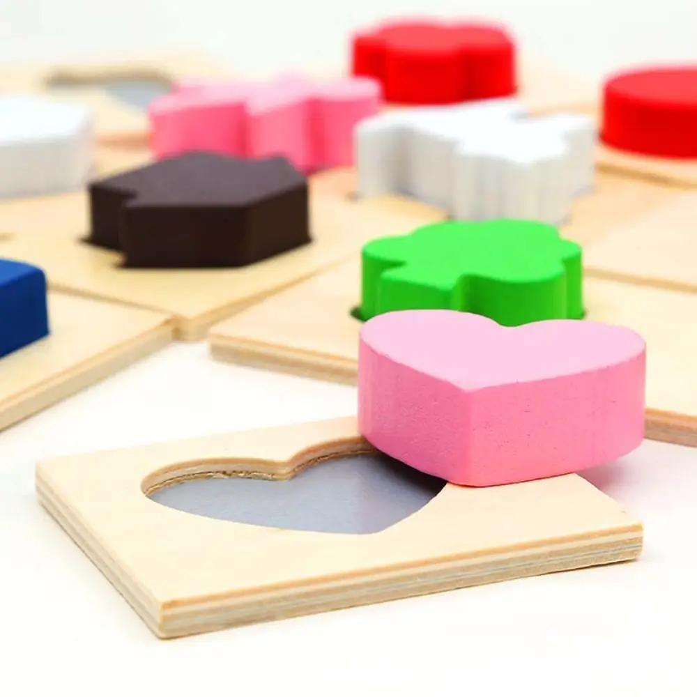 Caja educativa con forma de pensamiento táctil, divertido aprendizaje temprano, piezas de rompecabezas con formas geométricas, coordinación mano-ojo de madera