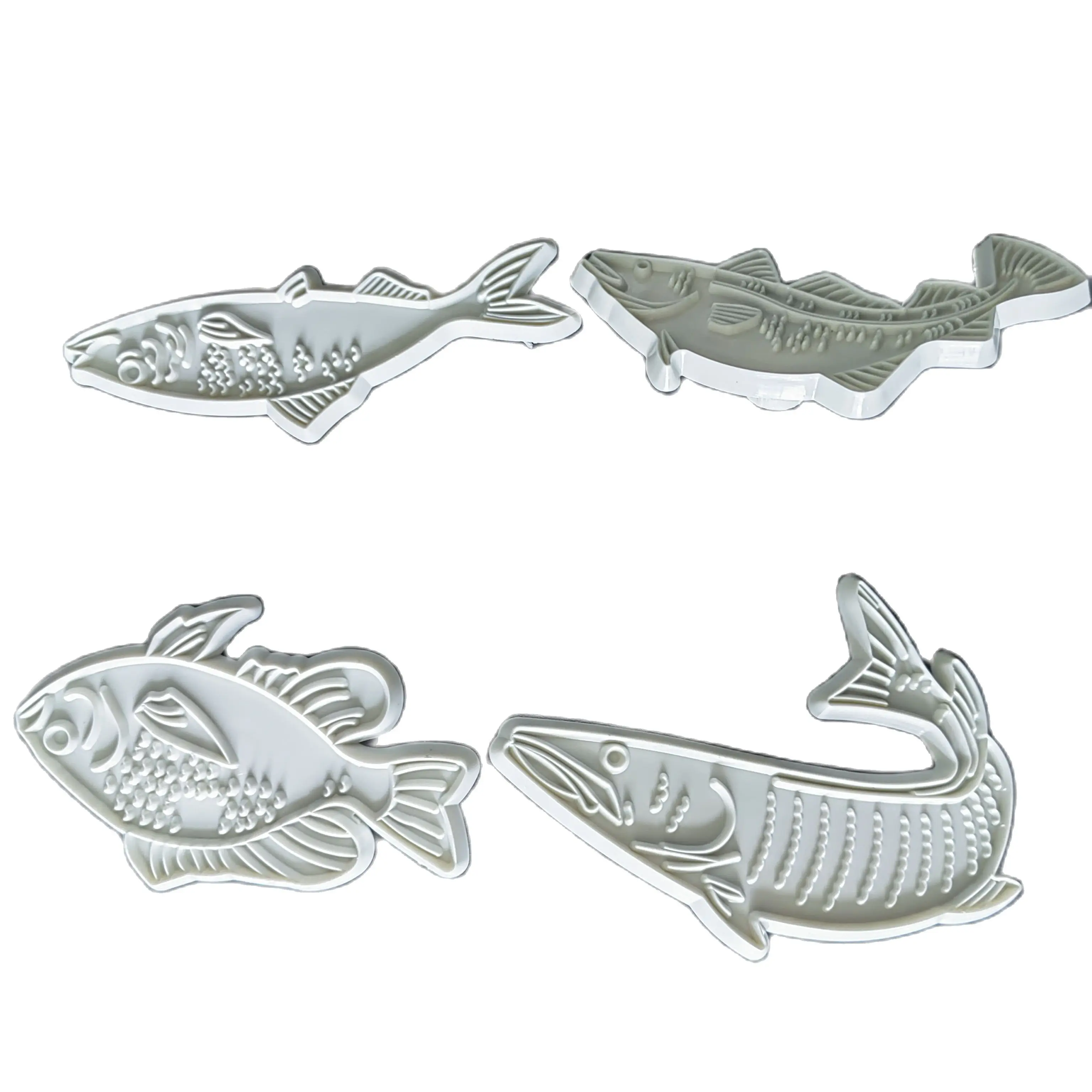 

Plastic 4pcs Fabulous Fish Shapes Press Cutters Cake Decoration Fondant Molds Set HB0563