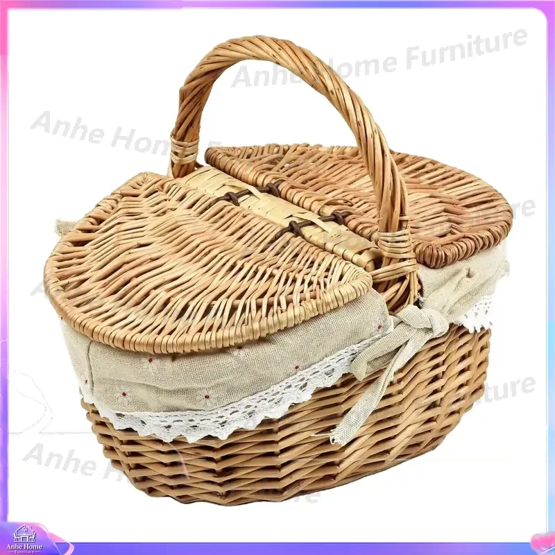 Large Handwoven Rattan Pet Bed Natural Eco Friendly Wicker Dog Cat House Modern Outdoor Indoor Nest Cozy Sleeping Basket