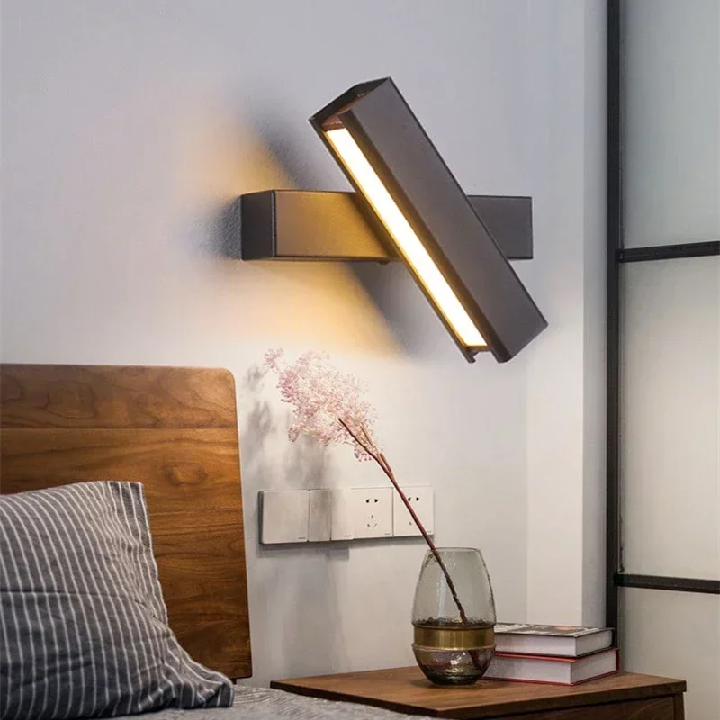 Lámpara de pared LED moderna 350 °   Aplique giratorio para dormitorio, sala de estar, mesita de noche, escaleras, decoración interior del hogar, accesorio de iluminación, brillo