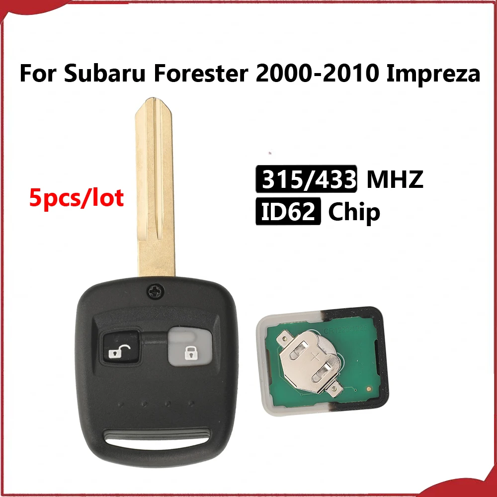 jingyuqin New 5pcs ID62 Chip 433Mhz ASK 315MHz FSK Remote Car Key For Subaru Forester 2000-2010 Impreza 2001-2007 NSN14/DAT17