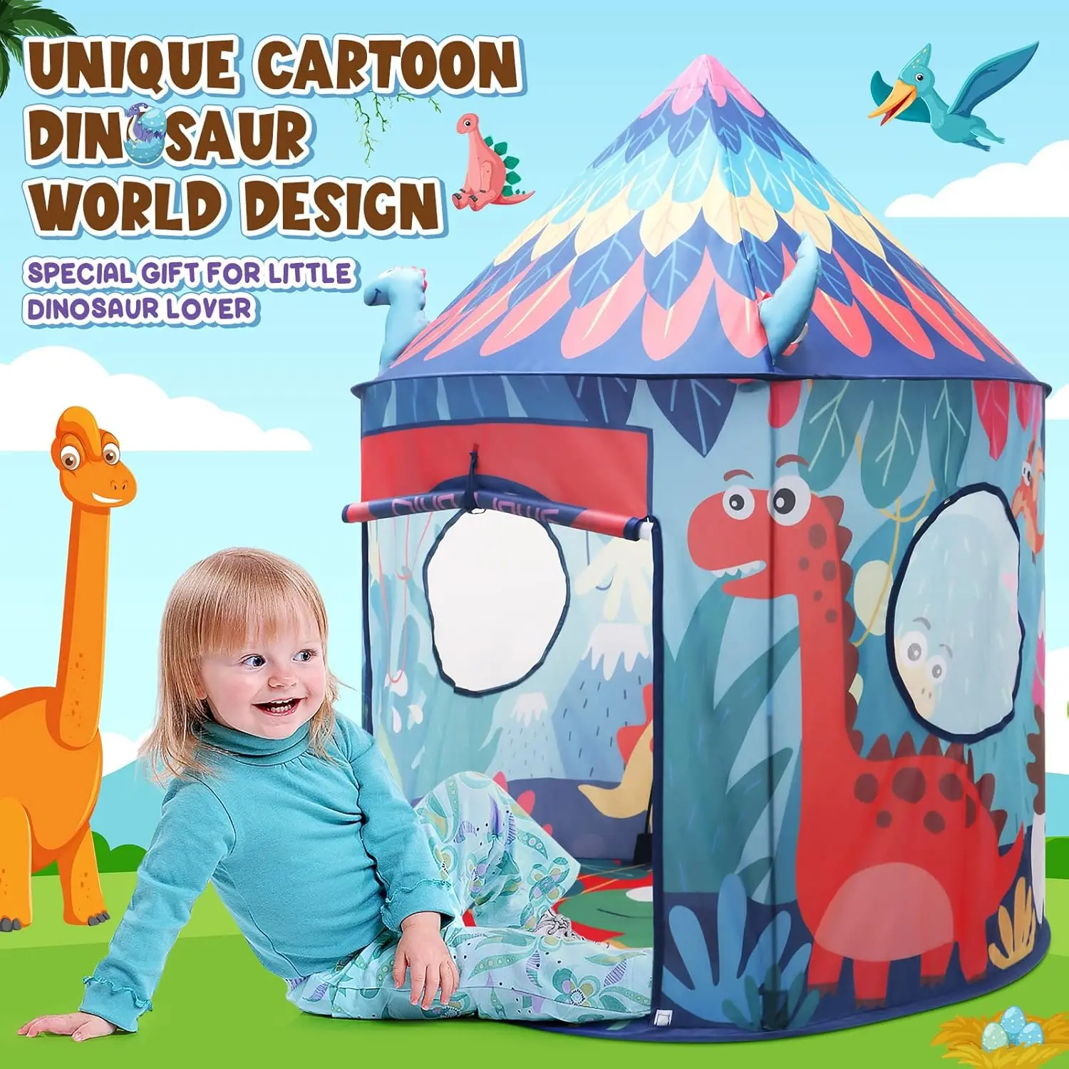 Unique Dinosaur Kids Toy Tent  Pop Up Play Tent  Child  Playhouse Indoor Tent  Teepee tent for Princess