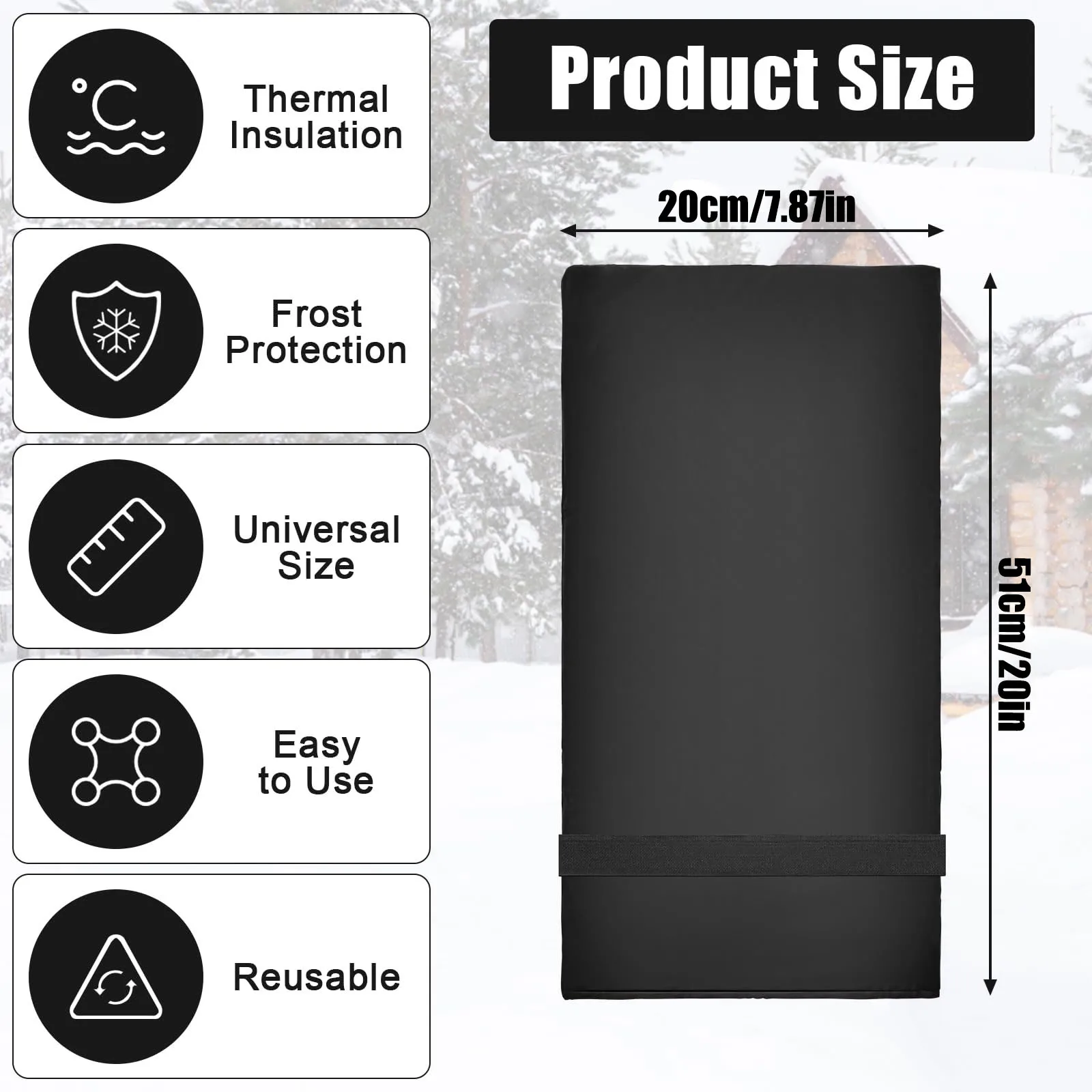 야외 수도꼭지 커버 블랙 방한 단열 수도꼭지 보호 슬리브 겨울철 야외 수도꼭지 보호대 대부분의 수도꼭지에 적합