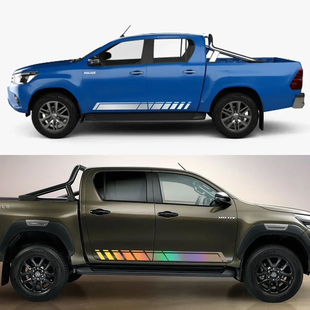 2 قطعة عالية الأداء الرياضة سباق الجرافيك الفينيل المشارب لتويوتا هايلكس 4x4 شاحنة صغيرة باب الشارات ضبط السيارات اكسسوارات