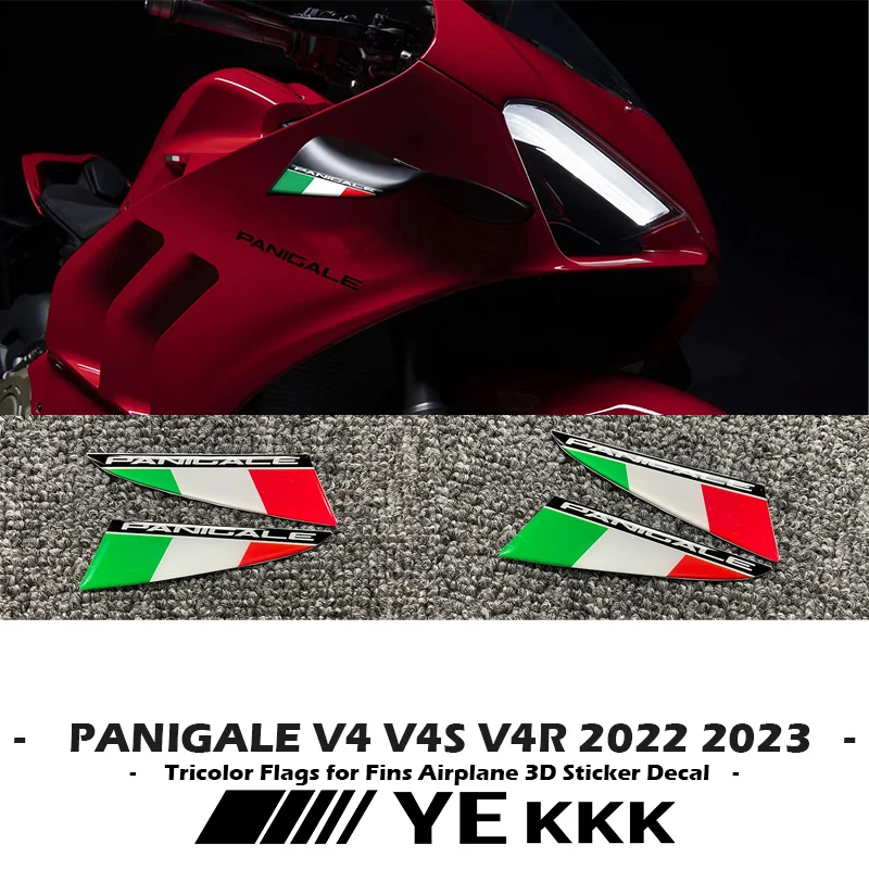 Italian Tricolor Flags for Wings 3D Winglet Flank Sticker Decal For Ducati PANIGALE V4 V4S V4R 2022 2023 SBK New