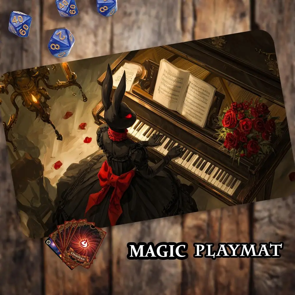 

Elegant Rabbit Musician MTG Playmat Magic Card Battle Mat Non-Slip Durable 35X60CM Commander playmat Board Game Mat for TCG