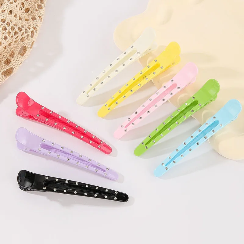 

8PC-Women's 11cm Long Beak Hollow Diamond Hair Makeup Duck Clip Candy Hairpin Bangs Clip Broken Hair Fashion Headgear