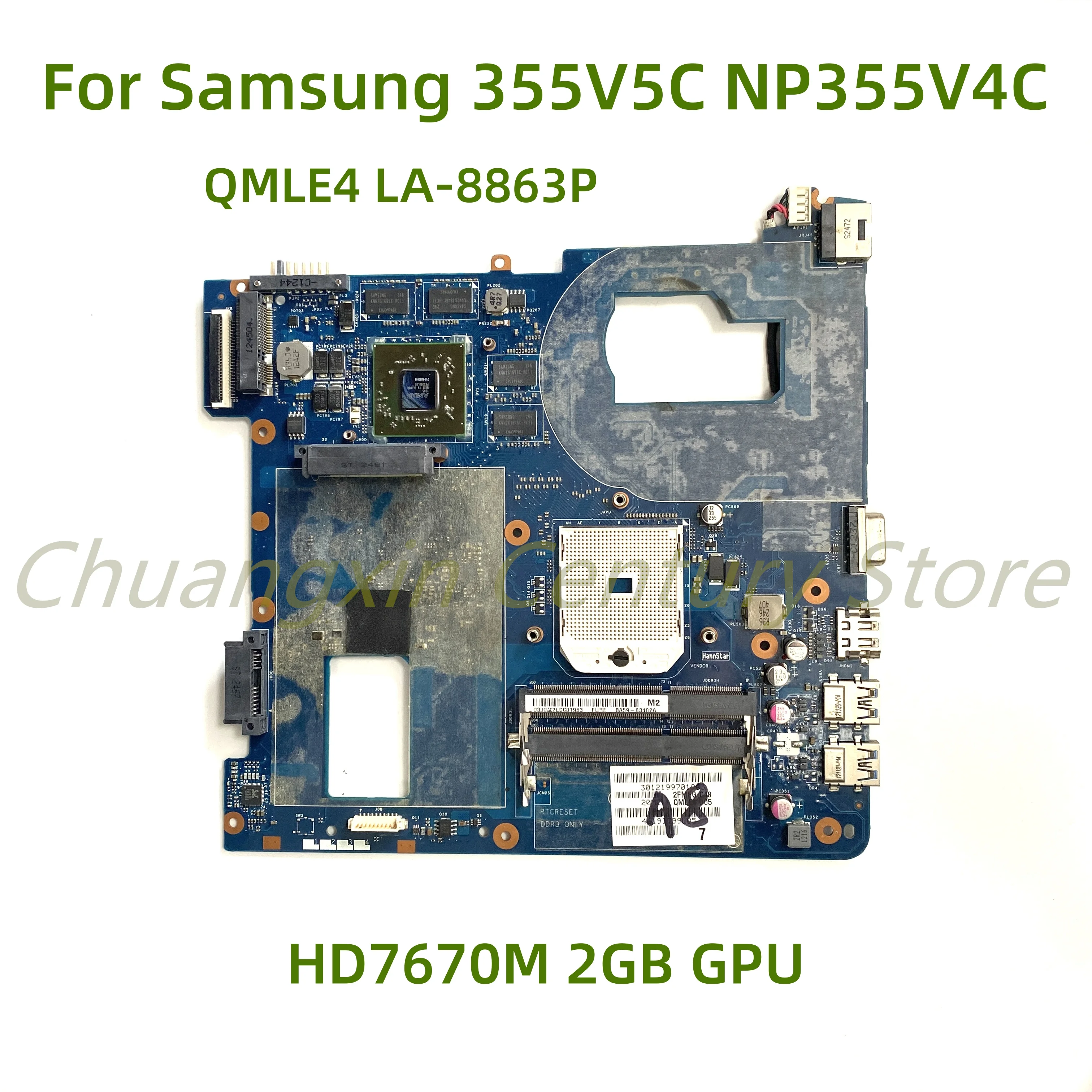 

Suitable for Samsung 355V5C NP355V4C NP355V5C laptop motherboard QMLE4 LA-8863P with HD7670M 2GB GPU 100% Tested Fully Work