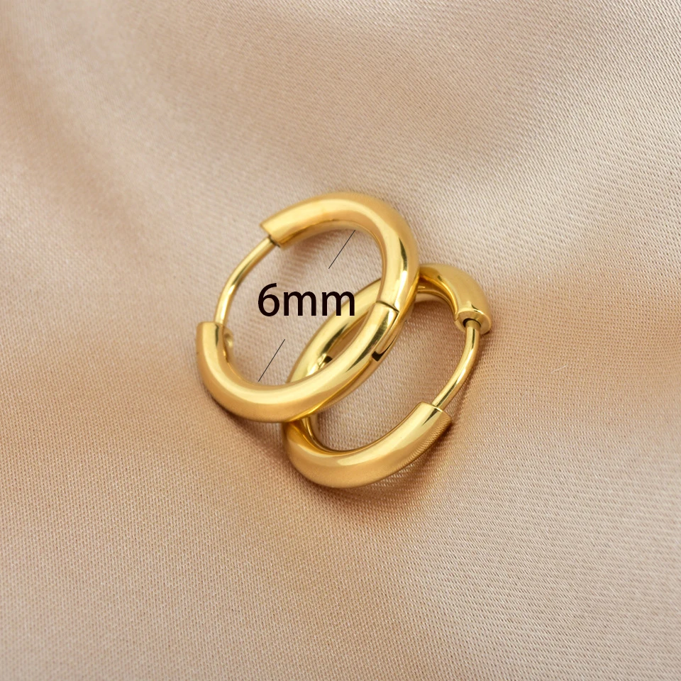 2PCS Winzige Edelstahl Huggie Kleine Creolen Für Frauen Runde Kreis Punk Unisex Rock Ohrring Knorpel Piercing Schmuck