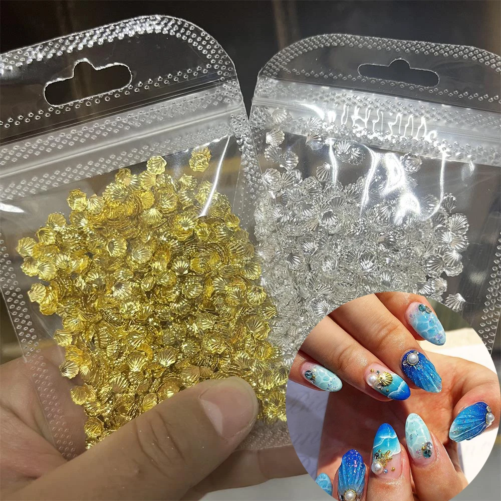 100/200/500/1000pcs Gold/Silver Ocean Theme Metal Studs Mixed Heart Frame Moon Star Gold Jewelry 3D DIY Tips Manicure Accessorie